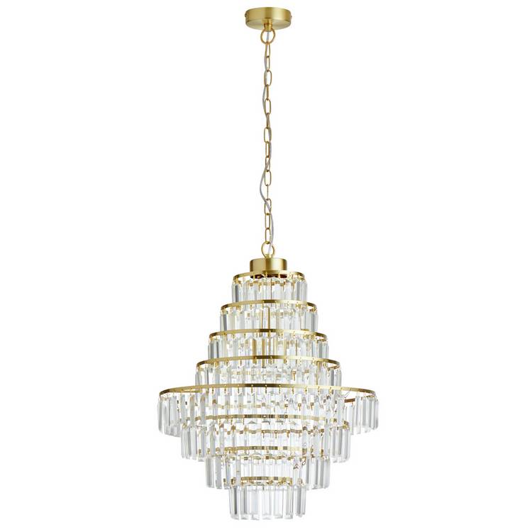 Argos Home Presley Glass 8 Tier Chandelier - Brass 0