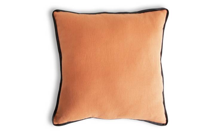 Habitat Linen Plain Cushion - Terracotta - 50x50cm