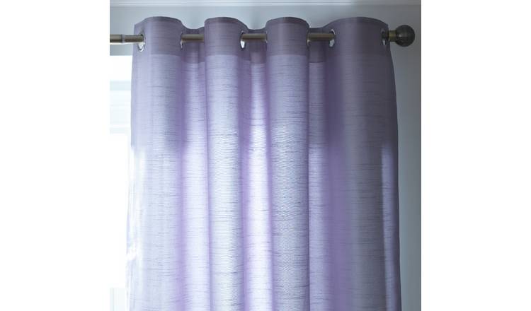 Habitat Faux Plain Silk Lined Eyelet Curtain - Purple