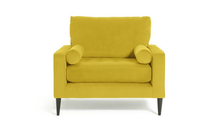 Habitat Hudson Velvet Cuddle Chair - Yellow