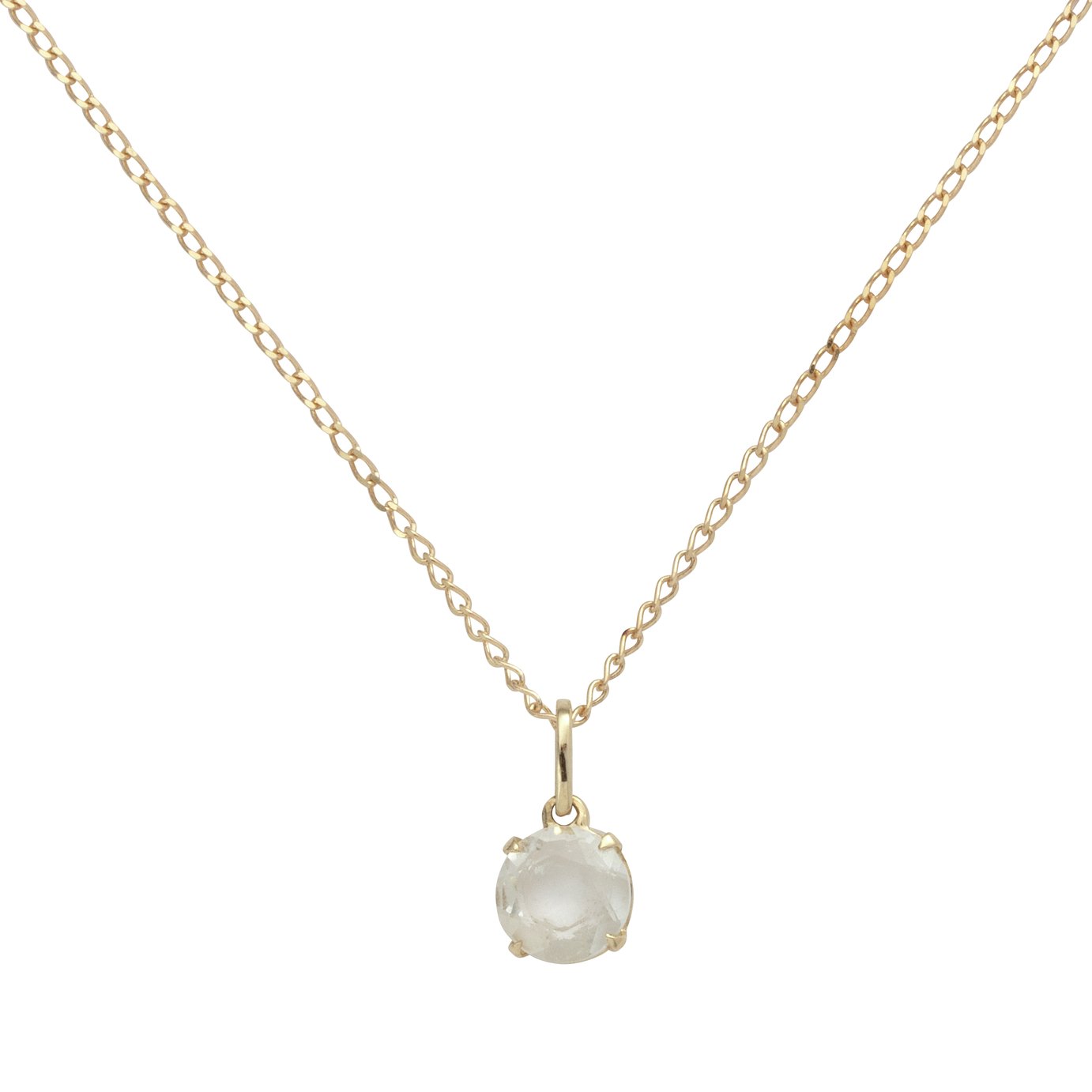Revere 9ct Gold White Topaz Pendant Necklace - April