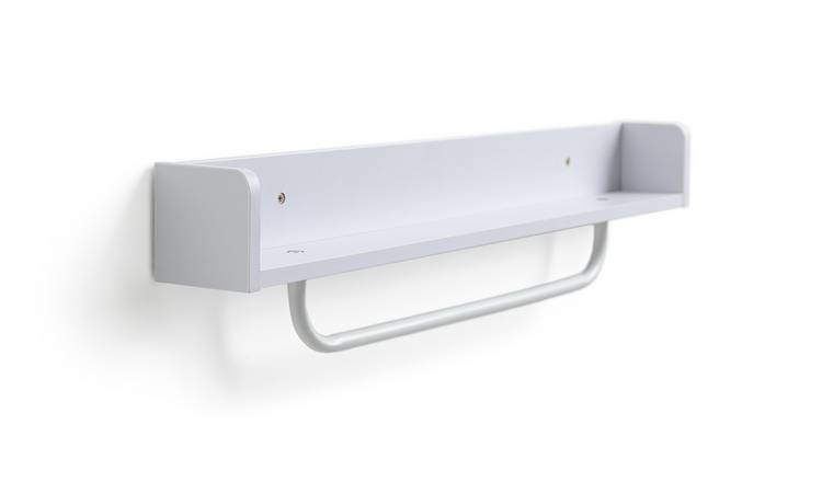 White towel rack with on sale shelf