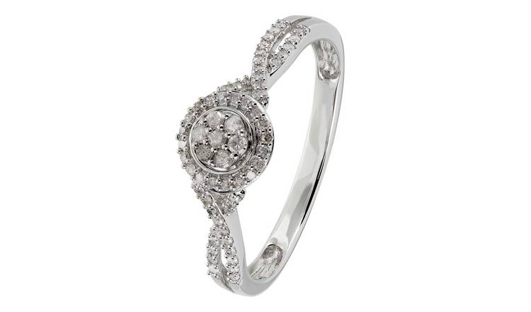 Revere 9ct White Gold 0.25ct Diamond Twist Engagement Ring T