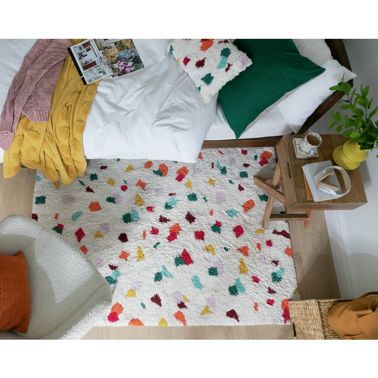 Habitat Terrazzo Tufted Natural Cotton Shaggy Rug -170x120cm 0