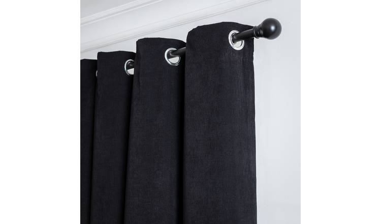 Buy Habitat Cord Eyelet Curtains Black 117x137cm Curtains Argos