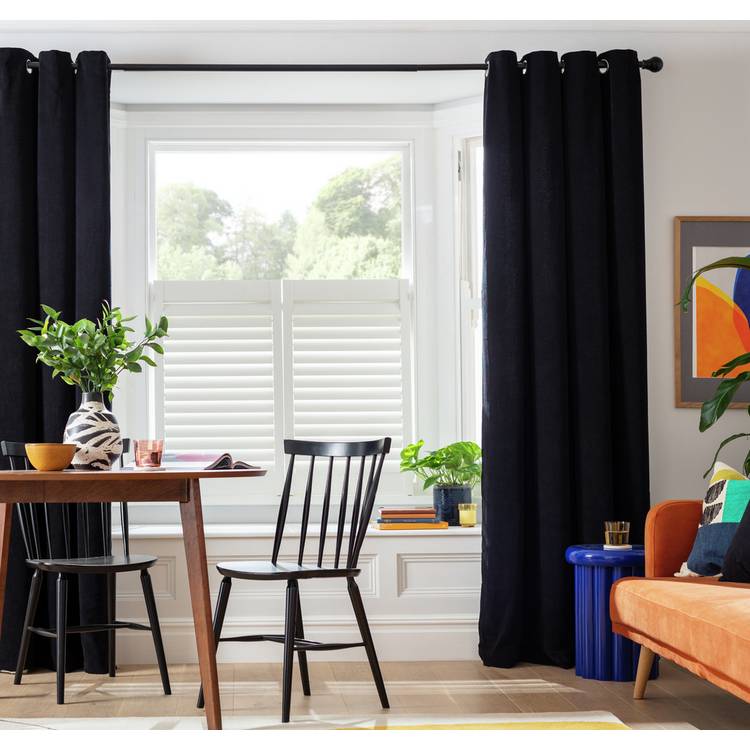 Habitat Cord striped Fully Lined Eyelet Curtains - Black 0