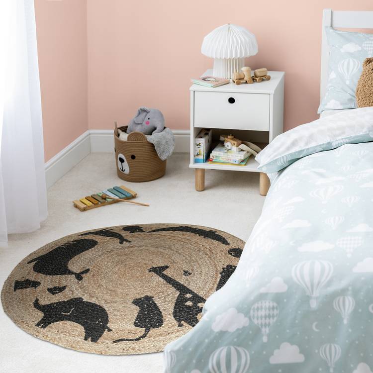 Habitat Kids Animal Round Natural Jute Flatweave Rug - 100cm 0