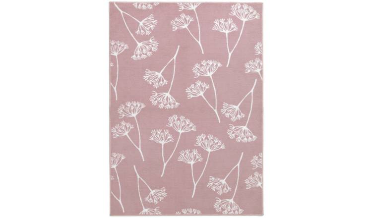 Argos Home Cowparsley Floral Blush Cut Pile Rug - 170x120cm