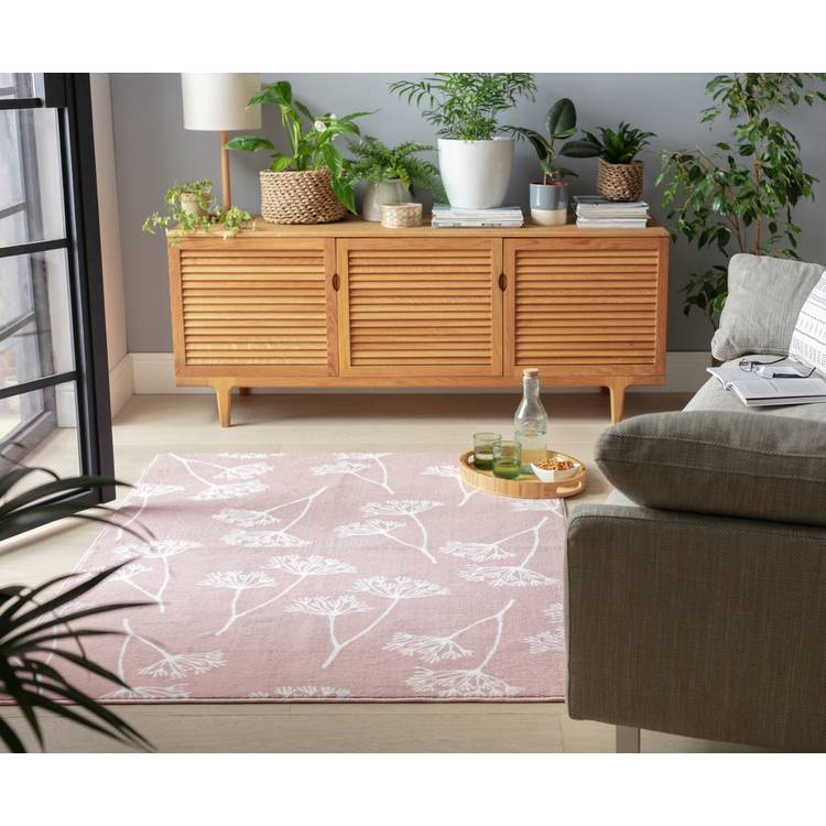 Argos Home Cowparsley Floral Blush Cut Pile Rug - 170x120cm 0