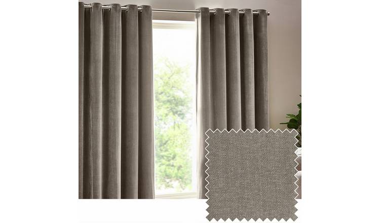 Yard Heavy Chenille Eyelet Curtains - Greige - 117x137cm