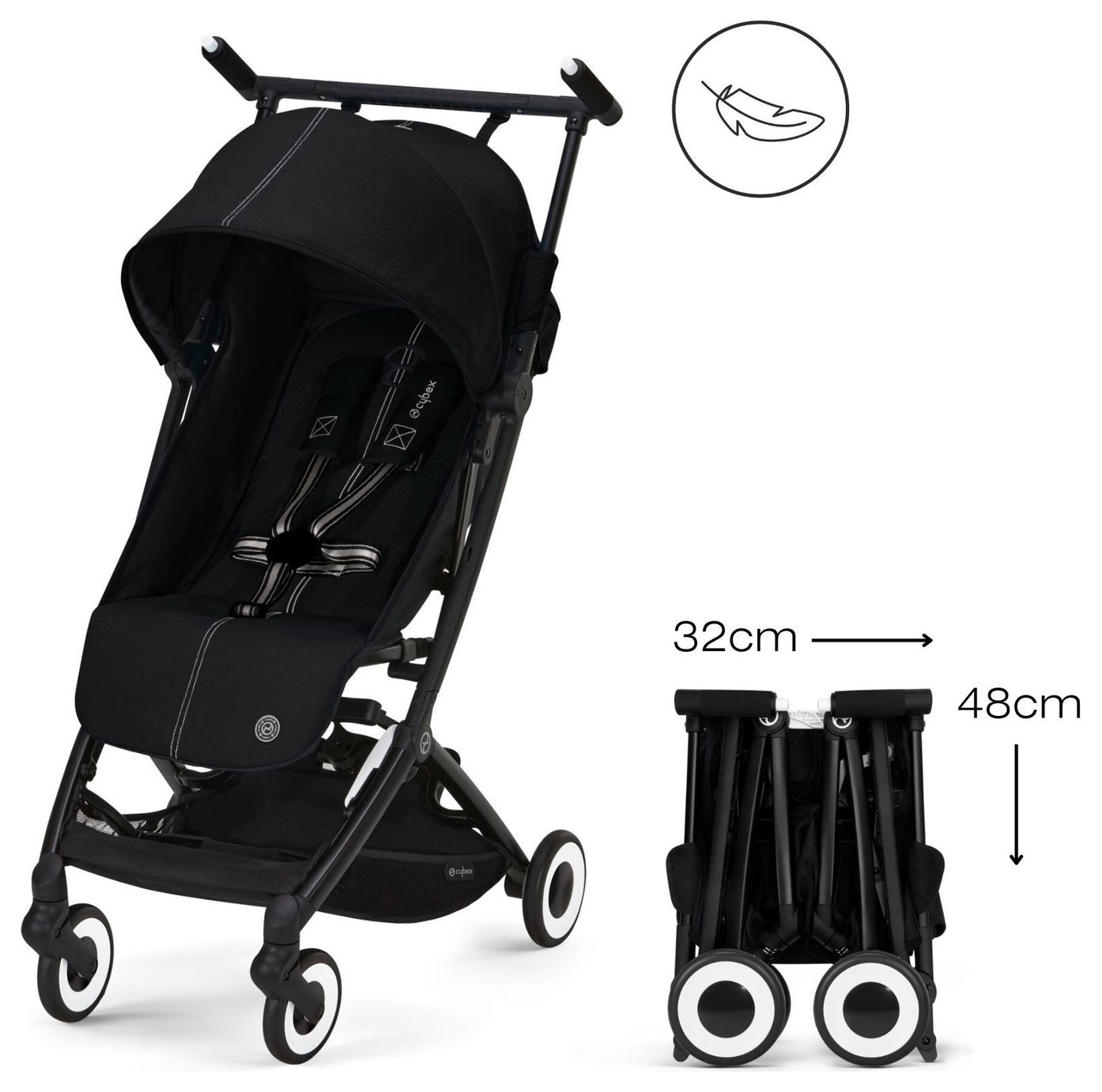 CYBEX Libelle 2 Ultra Compact and Lightweight Baby Pockit Travel Stroller  with UPF 50+ Sun Canopy for Babies and Toddlers - Carry-On Luggage  Compliant