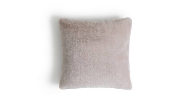 Habitat Plain Faux Fur Cushion - Blush Pink - 43x43cm