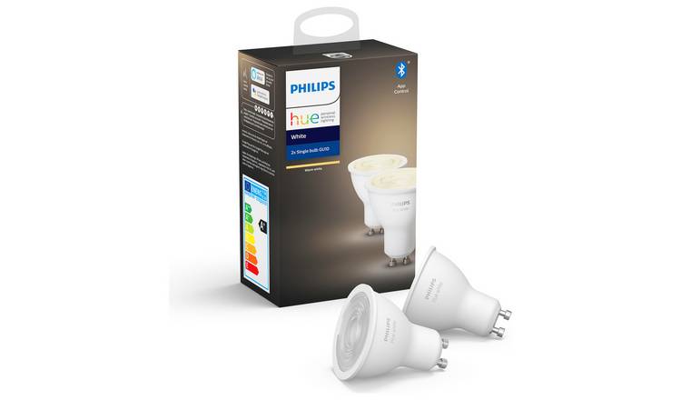 Philips Hue GU10 White Smart Bulb With Bluetooth - 2 Pack