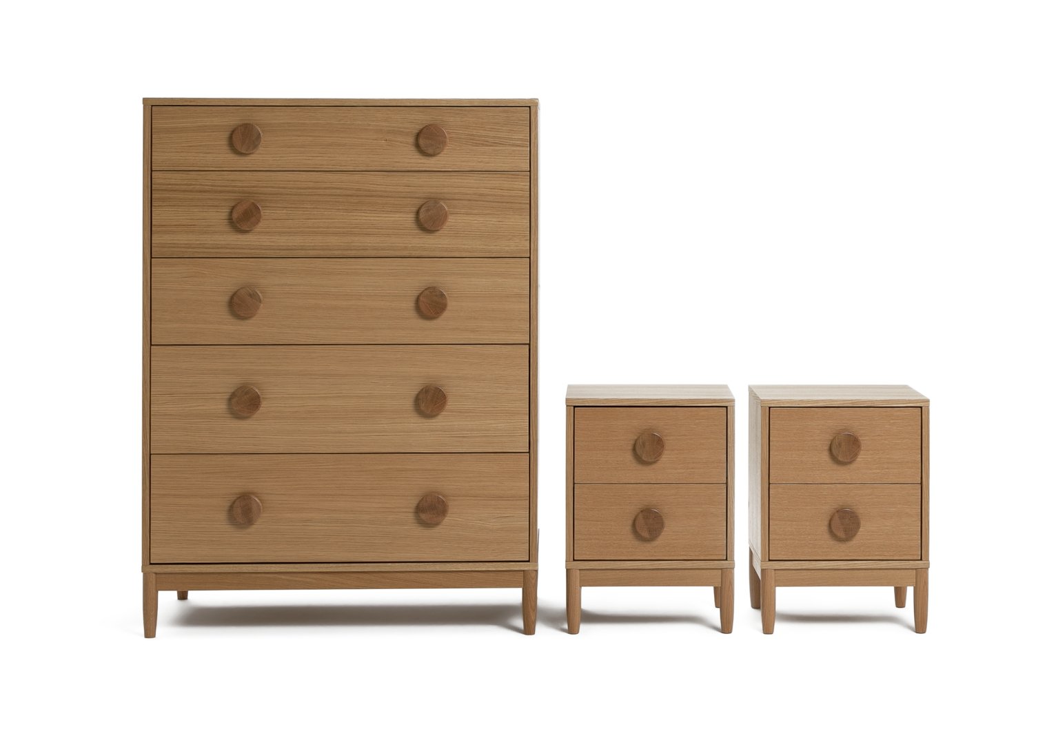 Habitat Cornelia 2 Bedside Table & 5 Drawer Chest Set - Oak