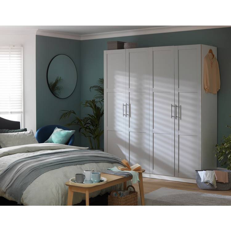 Habitat Munich Panelled 4 Door Wardrobe - White 0