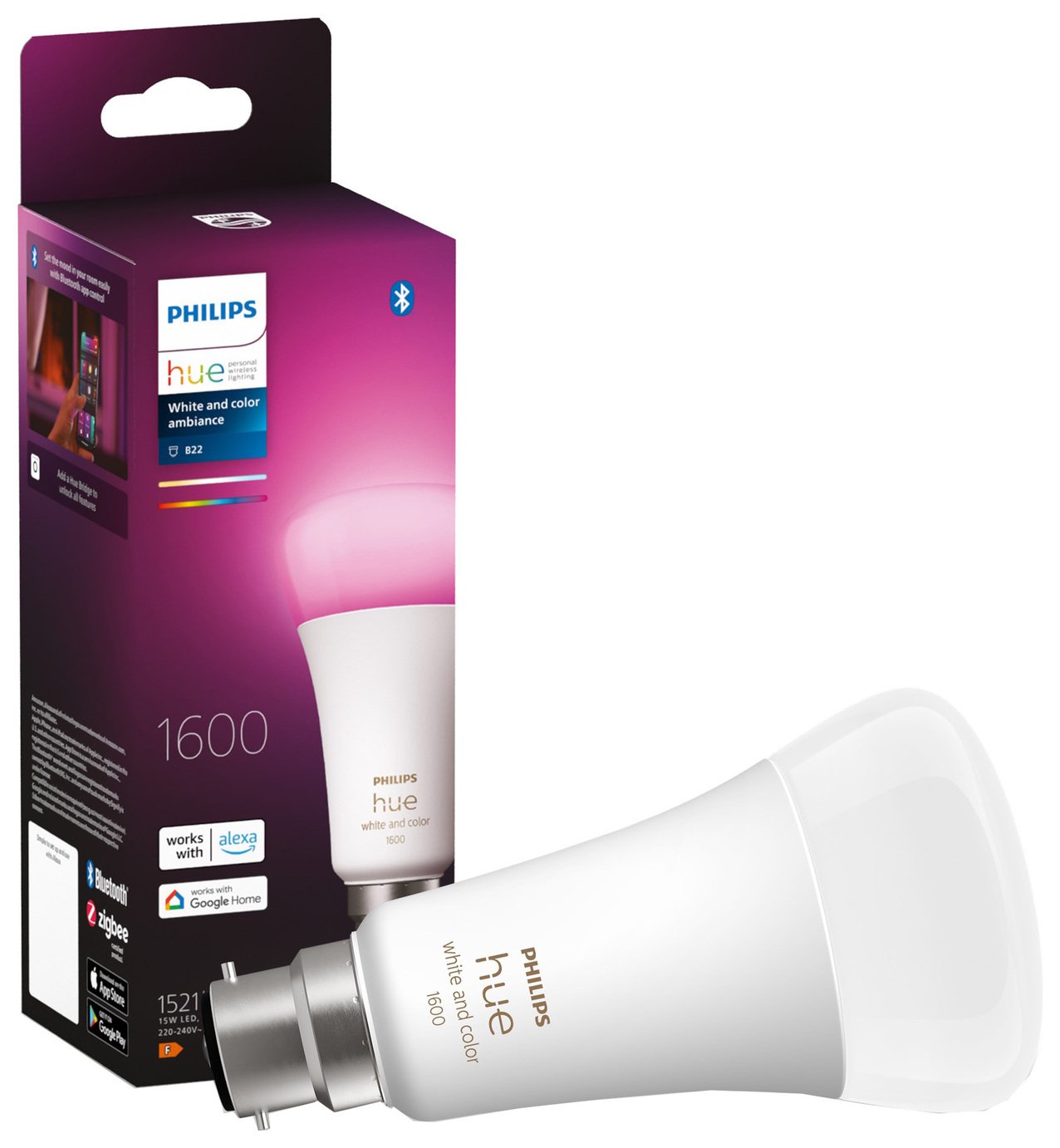 Philips Hue B22 Colour Smart Bulb With Bluetooth