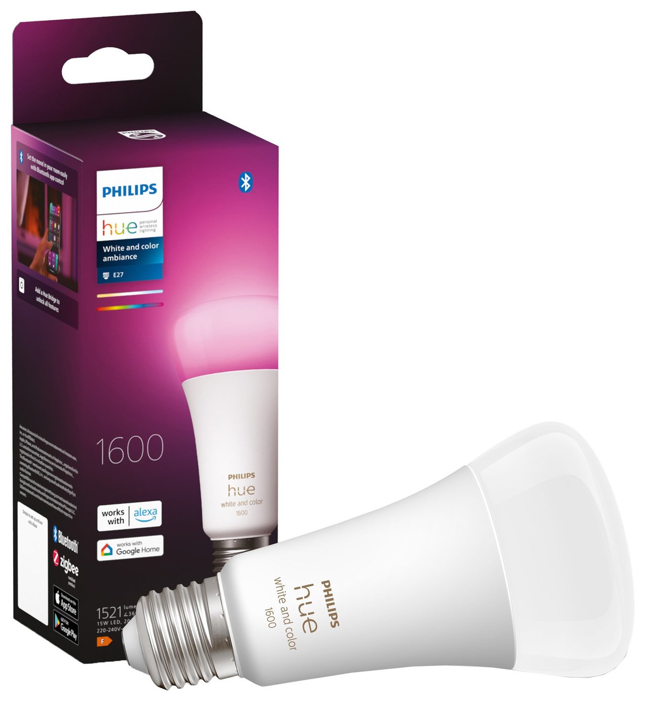 Philips Hue E27 Colour Smart Bulb With Bluetooth