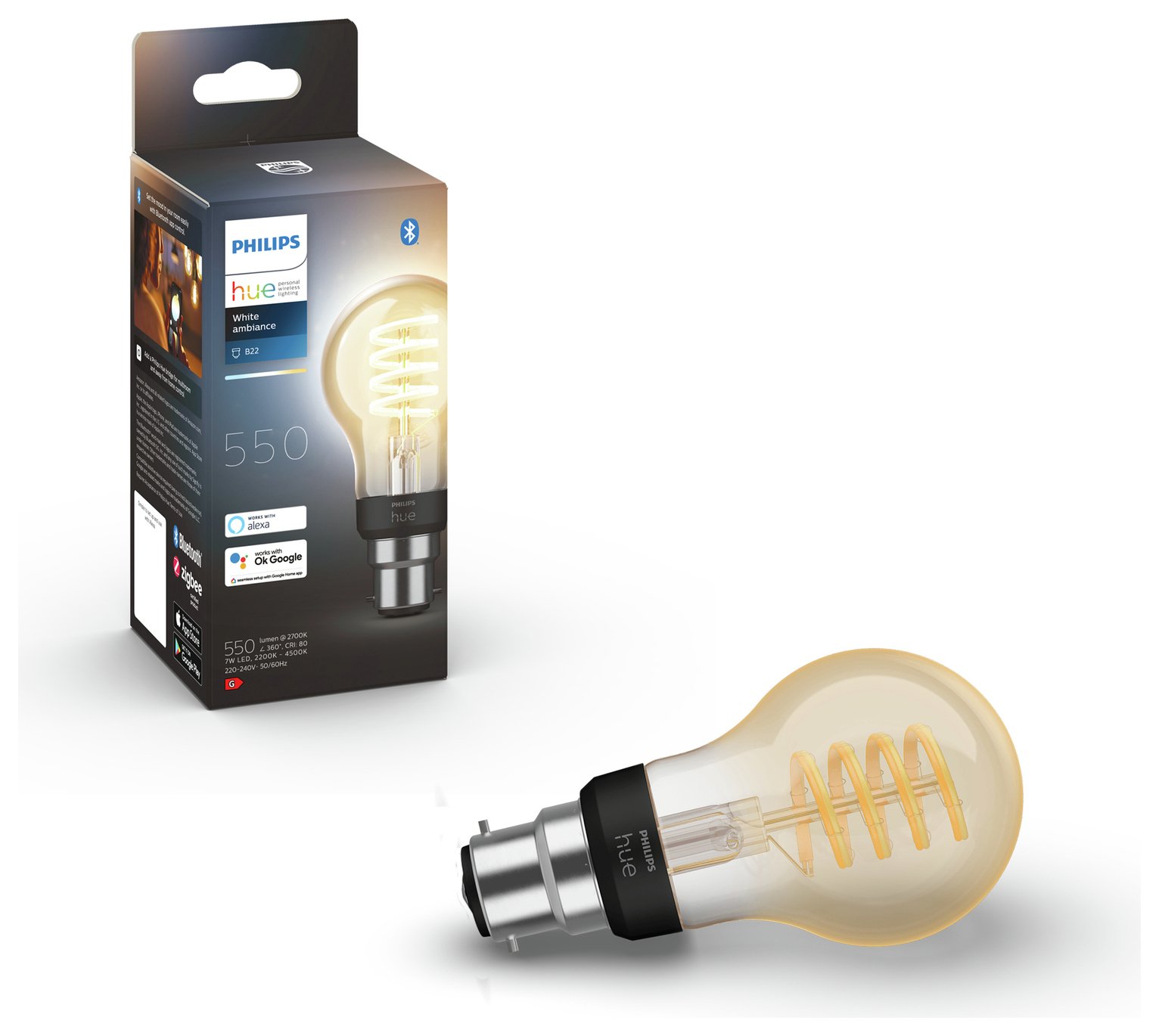Philips Hue B22 White Ambiance Smart Bulb With Bluetooth