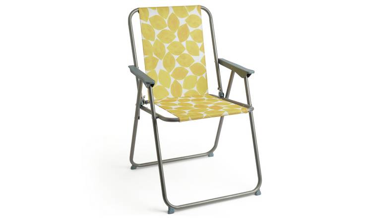 Habitat Folding Metal Garden Chair - Yellow