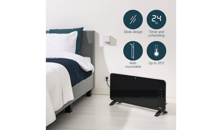 Buy Princess 2kW Smart Glass Panel Heater - Black | Heaters and radiators |  Argos