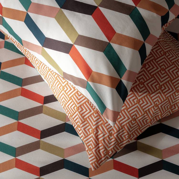 Habitat Geometric ZigZag Multicolour Bedding Set - Kingsize 0