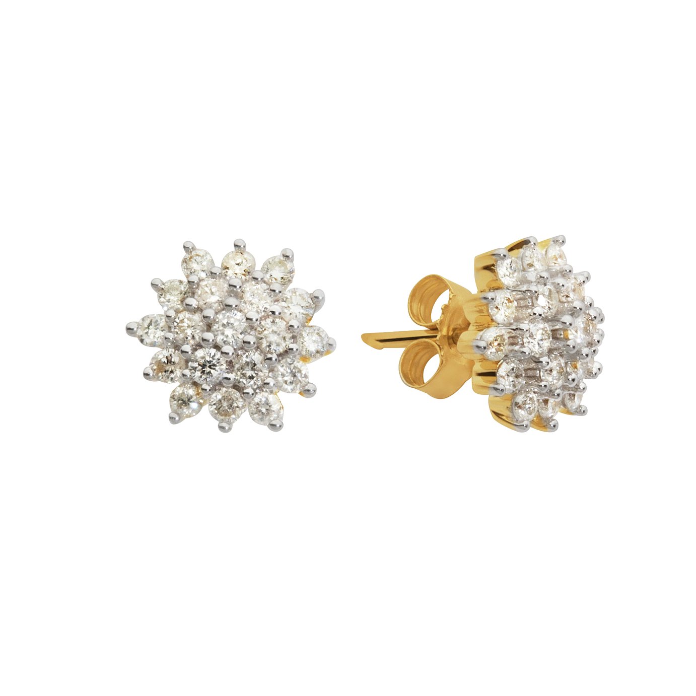Revere 9ct Gold 0.50ct Diamond Cluster Stud Earrings
