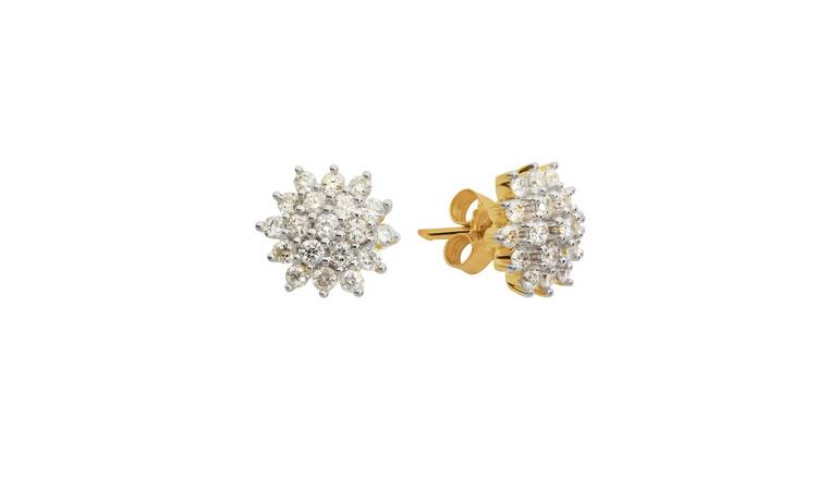 Revere 9ct Gold 0.50ct Diamond Cluster Stud Earrings