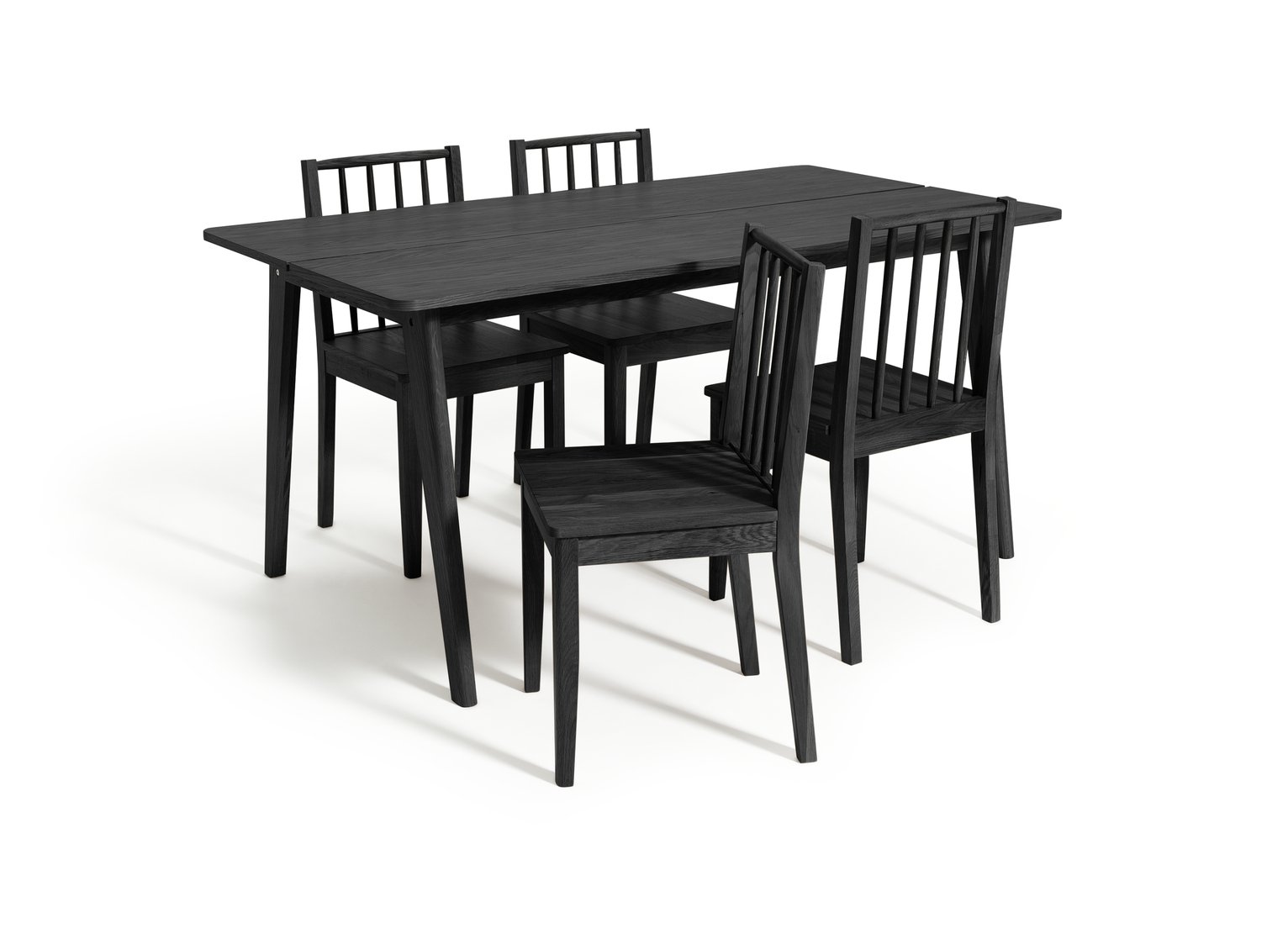 Habitat Nel Wood Dining Table & 4 Black Chairs