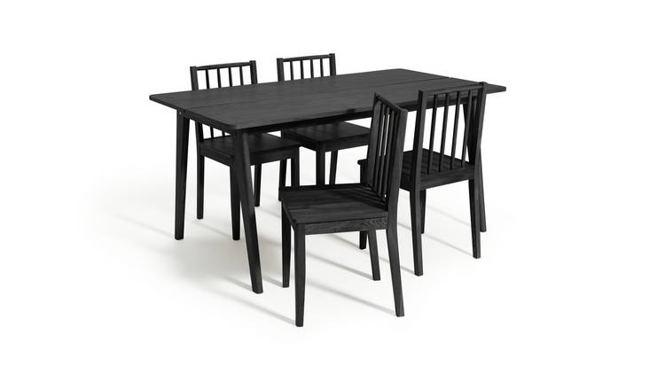 Habitat Nel Wood Dining Table & 4 Black Chairs