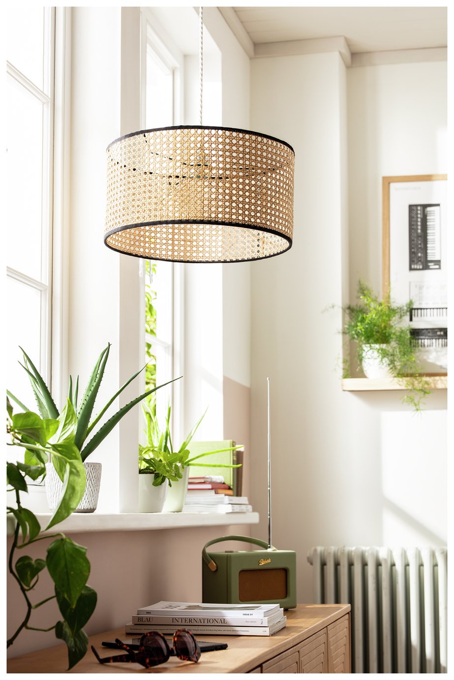 Habitat Ashi Rattan 40cm Shade - Natural & Black