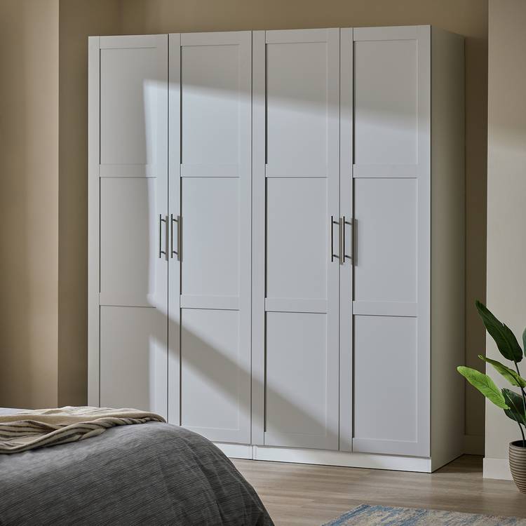 Habitat Munich Panelled 4 Door Wardrobe - Grey 0