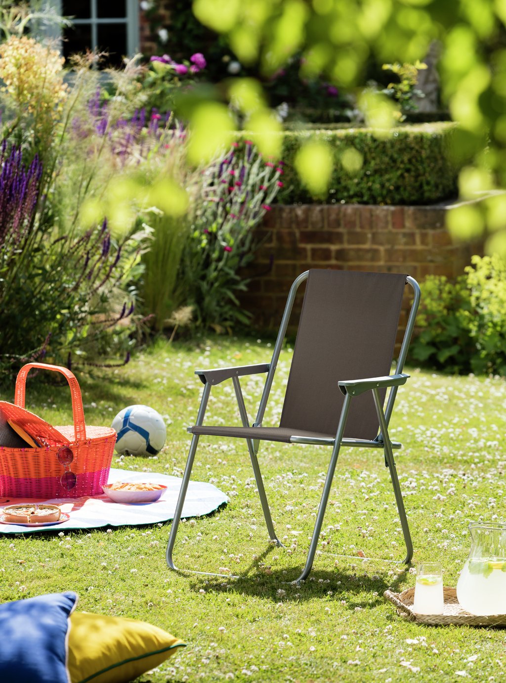 Habitat Folding Metal Garden Chair - Charcoal