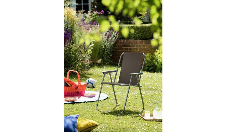 Buy Habitat Folding Metal Garden Chair Charcoal null Argos