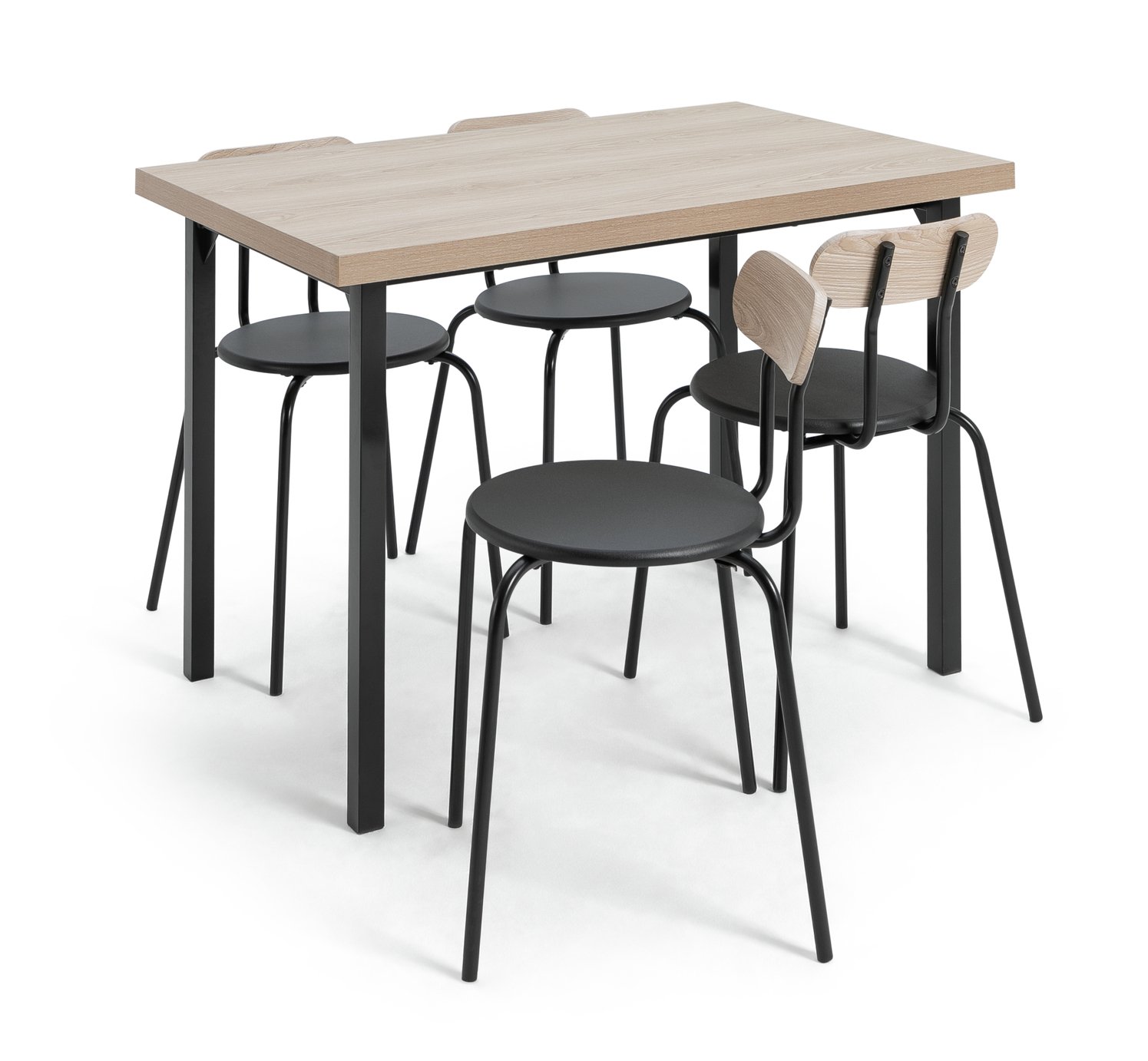 Habitat Zayn Wood Effect Dining Table & 4 Black Chairs