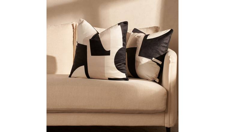 OHS 2 Pack Abstract Print Cushion Covers 45 x 45cm - Black/White