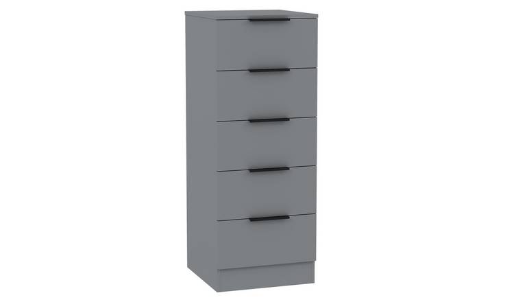 Vida Designs Trega 5 Drawer Narrow Chest - Grey