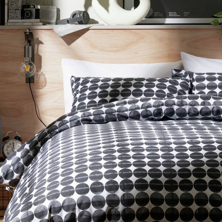 Habitat Industrial Spot Black & White Bedding Set - Double 0