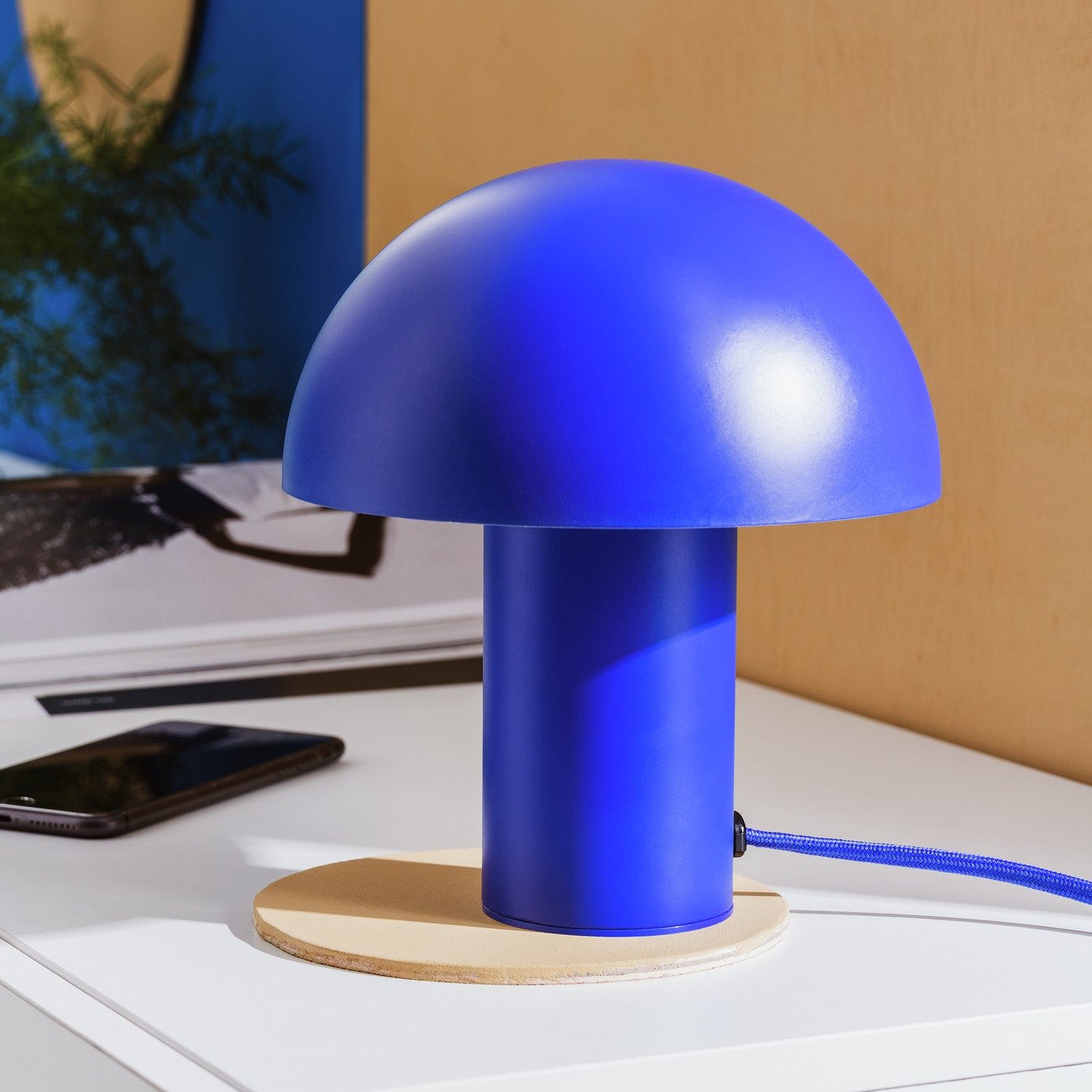 Habitat Ngami Mushroom Aluminium LED Touch Table Lamp - Blue