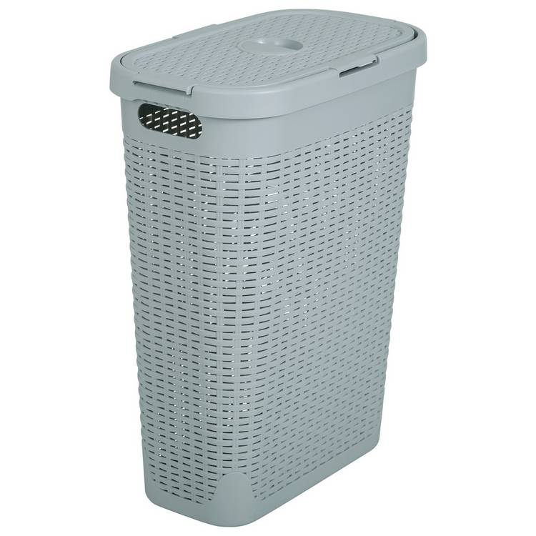 Addis 40 L Slimline Laundry Basket - Light Grey 0