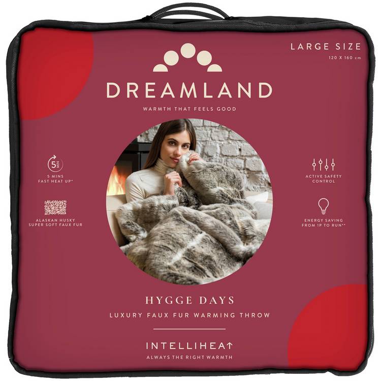 Dreamland Luxury Faux Fur Husky Heated Throw - Large 0