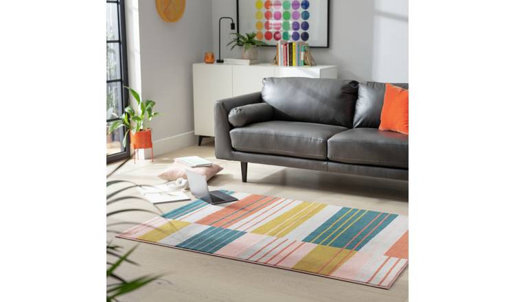 Buy Habitat Abstract Rug - 120x170cm - Coral | Rugs | Habitat