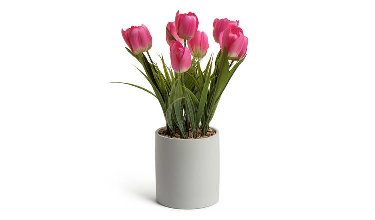Garden by Sainsbury's Faux Tulips in Planter - Pink