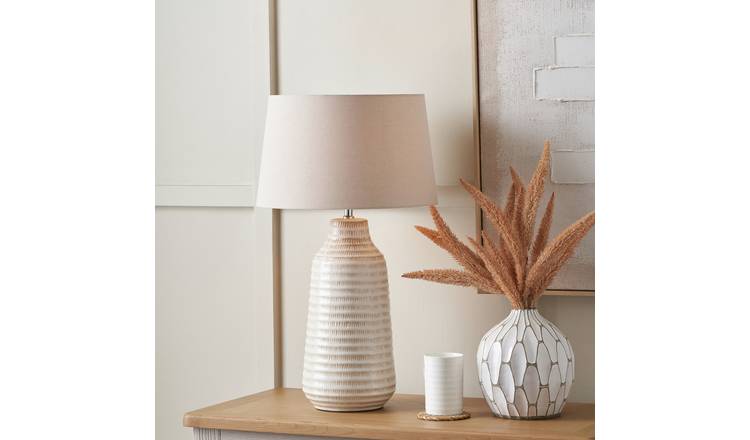 Pacific Nya Creamic Scratch Effect Table Lamp - White