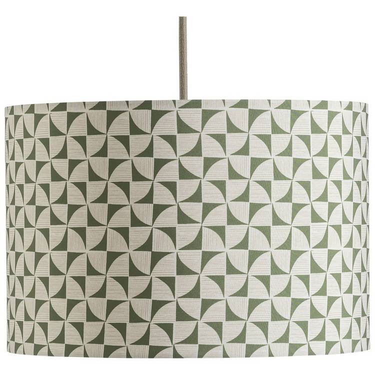 Habitat Green & White Printed Easy Fit Drum Lampshade - 30cm 0