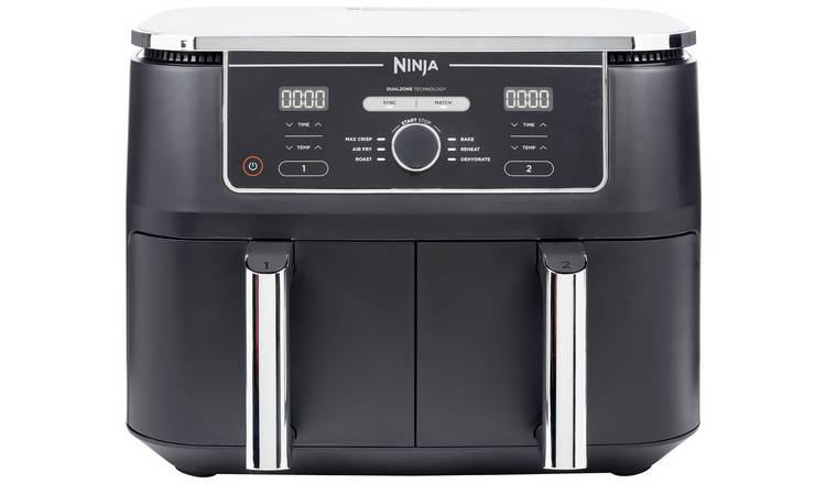 NINJA Foodi MAX [AF400EU] Dual Zone Oil-Free Deep Fryer, 9.5L Capacity, 2  Drawers, 6 Cooking Modes, Black