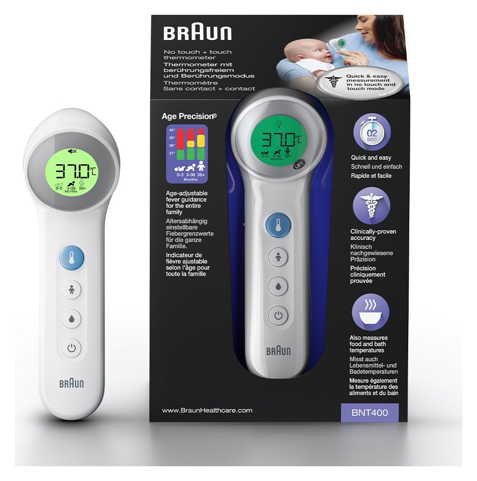 Braun BNT400 No Touch   Touch Thermometer with Age Precision
