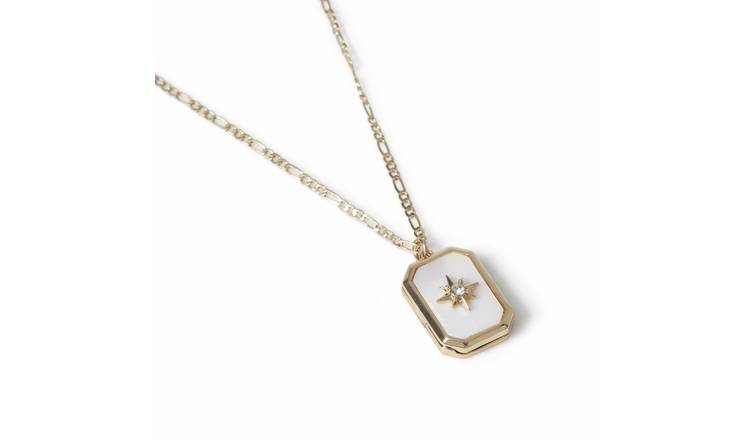 Freedom Gold Tone White Celestial Pendant Necklace