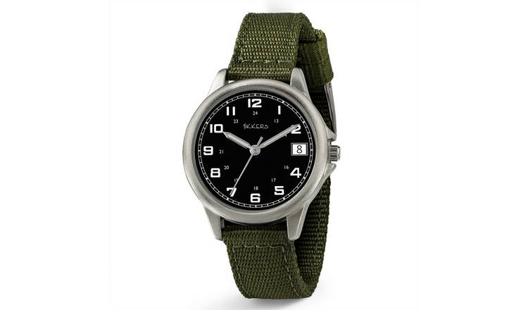 Tikkers Kids Green Canvas Strap Watch