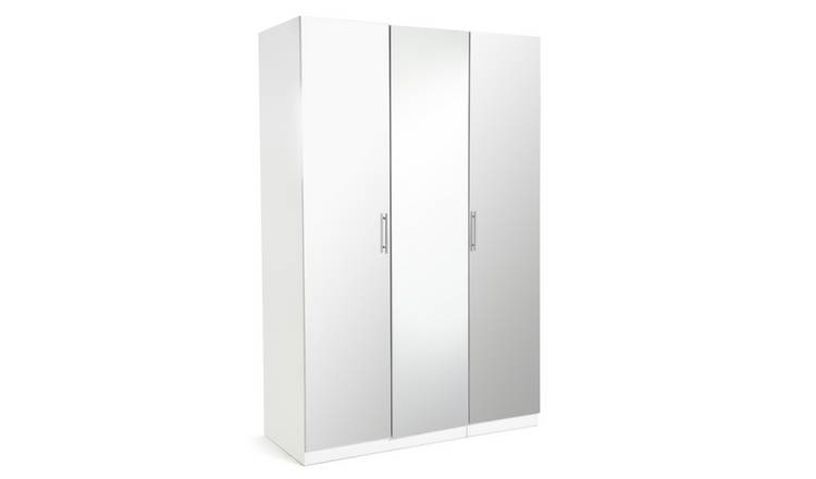 Habitat Munich 3 Door Mirror Wardrobe - White Gloss