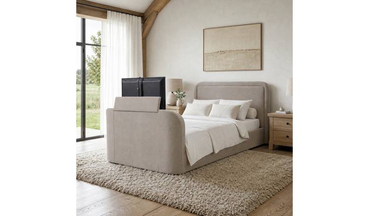Koble Tuba Kingsize Side Lift Ottoman TV Bed - Taupe